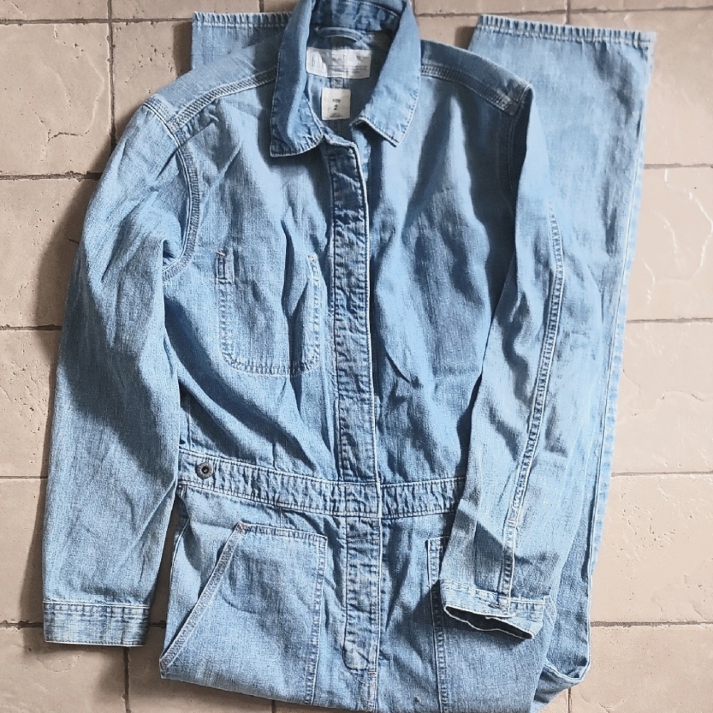 GAP Light Wash Denim Utility Jumpsuit